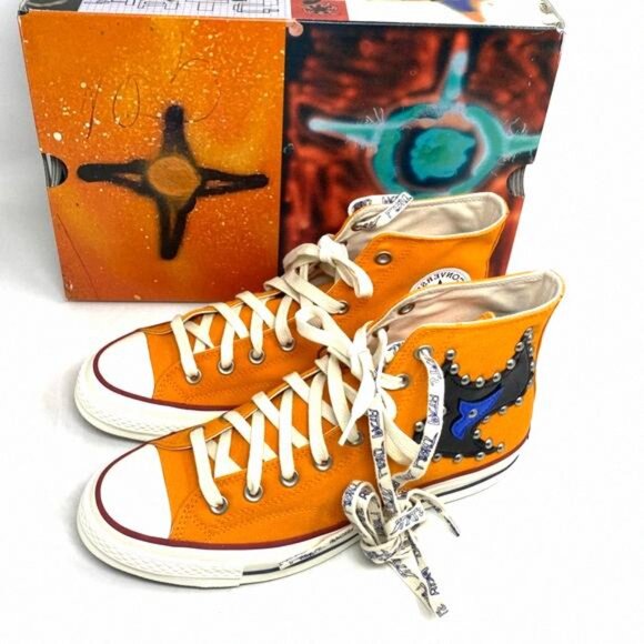Converse x Come Tees Chuck 70 Shoes Orange Canvas A01762C High Sneakers Women - Picture 8 of 12